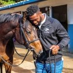 Siya Kolisi pictured with Blackwhitedynamite. Hemel 'N Aarde will be offering his full sister at the KZN Yearling Sale. Image: Candiese Lenferna